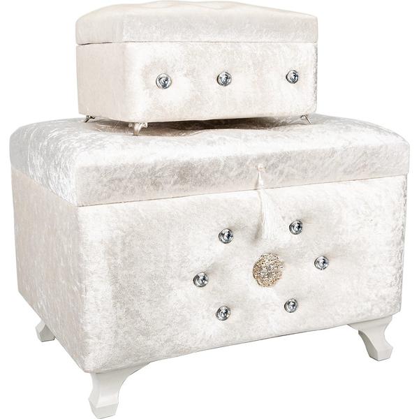 Dekonaz 2'li Süslemeli Çeyiz Sandığı | Beyaz | By-sdkast04w