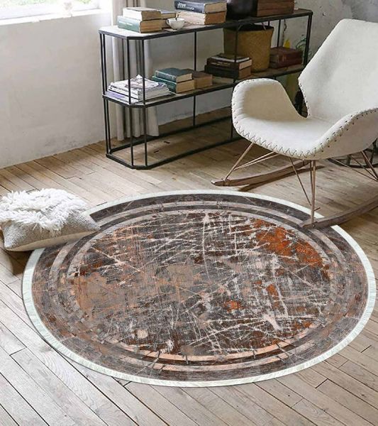 Birkilim Yuvarlak Yıkanabilir Dekoratif Halı İpeksi Kaymaz Taban | MLN-IP-YU-HY-1300