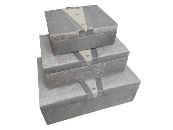 Damat Figürlü 3 Lü Çeyiz Sandığı Gri