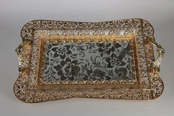 Bavary Servis Tepsisi Oryantal Altın