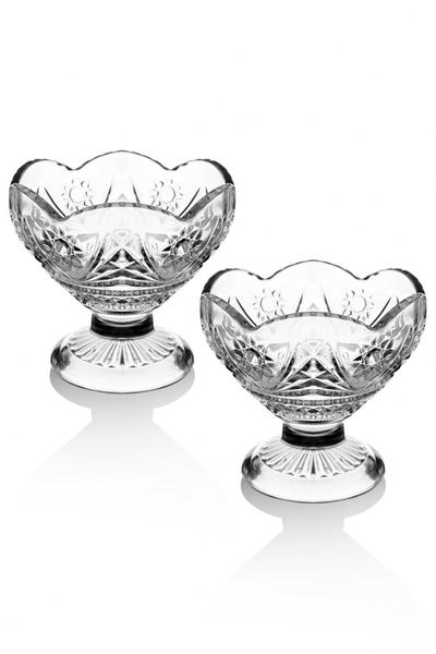2 Crystal Cut Footed Big Sugar Bowl & Präsentation