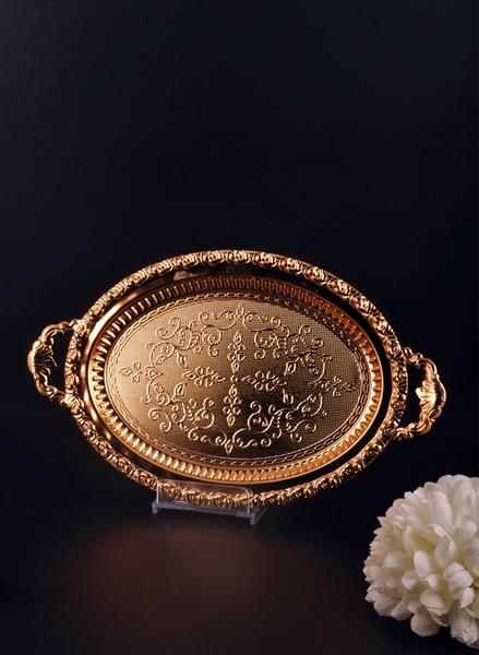 Plateau Ovale Doré Décoré Bayev - 200606