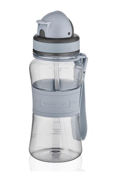 Bayev Gri Pipetli Tritan Çocuk Bpa Içermez Şeffaf Su Matarası 350 ml