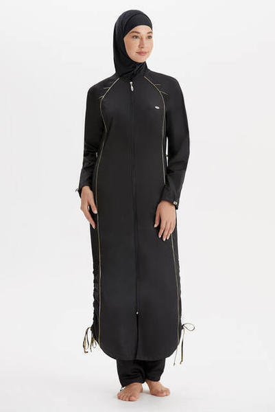 Adasea Yüzülebilir Feraceli Tesettür Tam Kapalı Mayo 1257-20 - Siyah