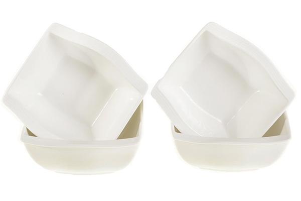 Almina 4 Parça Kase Seti Dalgalı Şekil | Beyaz | AL-7924