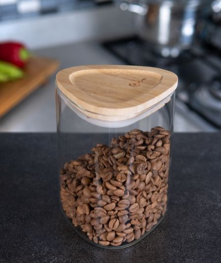 Acar | Bambu Kapaklı Üçgen Cam Kavanoz 0,6 Lt