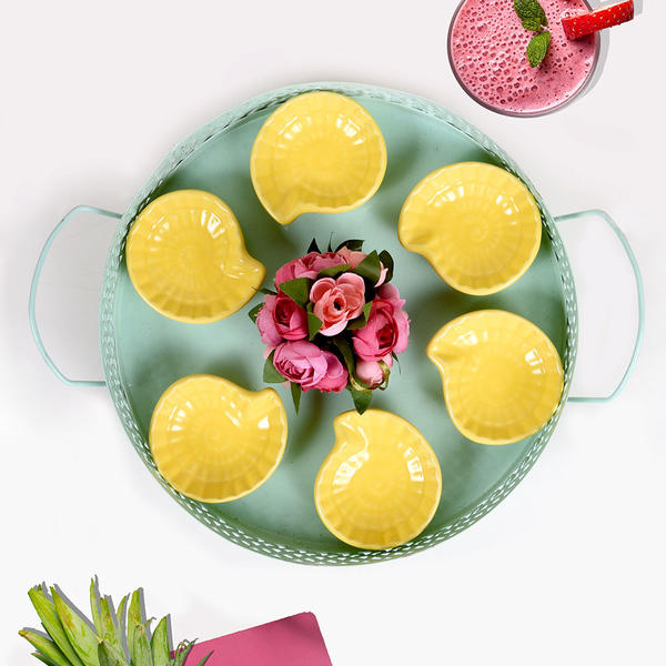 Mini Snail Snail / Sauce Bol Jaune 8 Cm 6 Pièces | Keramika