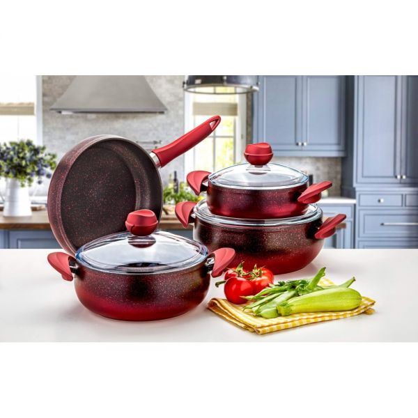 Oz Life | Azra 7 Pieces Red Granite Set