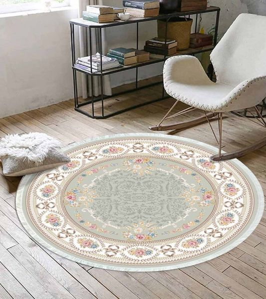 Birkilim Yuvarlak Yıkanabilir Dekoratif Halı İpeksi Kaymaz Taban | MLN-IP-YU-HK-173