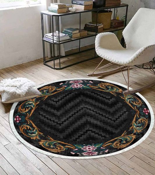 Birkilim Yuvarlak Yıkanabilir Dekoratif Halı İpeksi Kaymaz Taban | MLN-IP-YU-SD-237