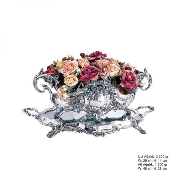 925 Ayar Gümüş Çiçekli Jardinyer