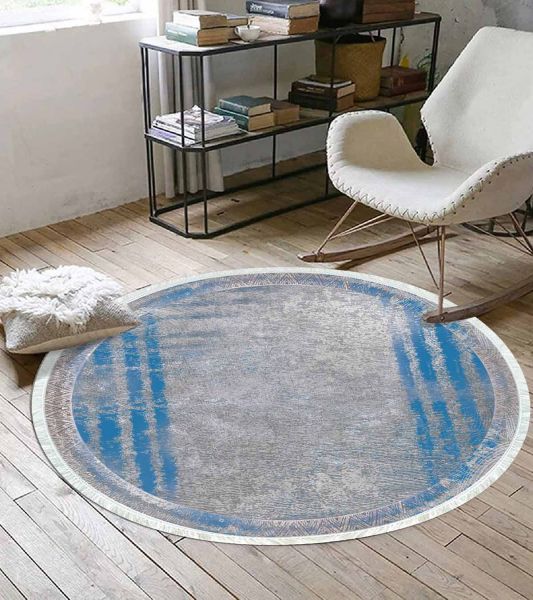 Birkilim Yuvarlak Yıkanabilir Dekoratif Halı İpeksi Kaymaz Taban | MLN-IP-YU-SD-235