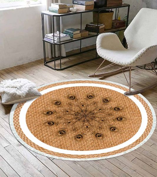 Birkilim Yuvarlak Yıkanabilir Dekoratif Halı İpeksi Kaymaz Taban | MLN-IP-YU-SD-339