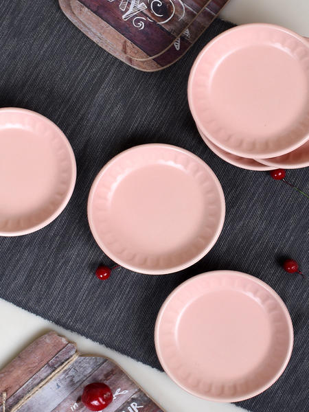 Assiette à Dessert Amande Rose Clair Mat 13 Cm 6 Pièces | Keramika