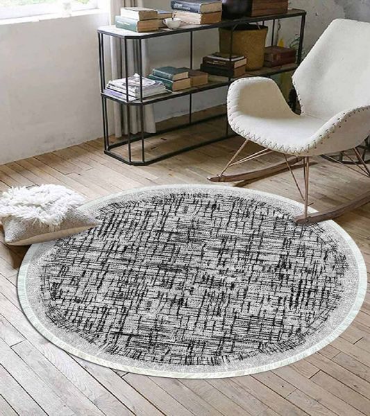 Birkilim Yuvarlak Yıkanabilir Dekoratif Halı İpeksi Kaymaz Taban | MLN-IP-YU-HT-182