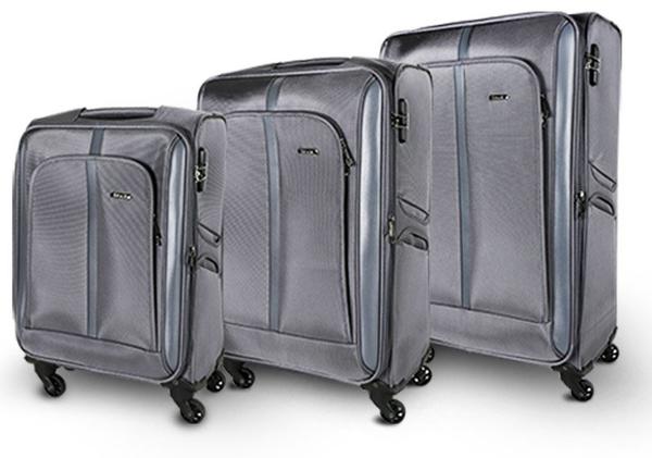 SHAIK 3'lü Somla Serisi Bavul Seti | 360° Dönen Tekerler | Şifreli Kilit | Gri