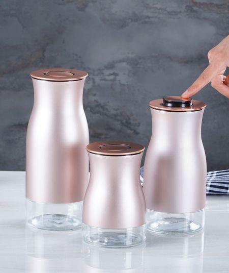 Acar | Pembe 3 Parça Cam Kavanoz Seti