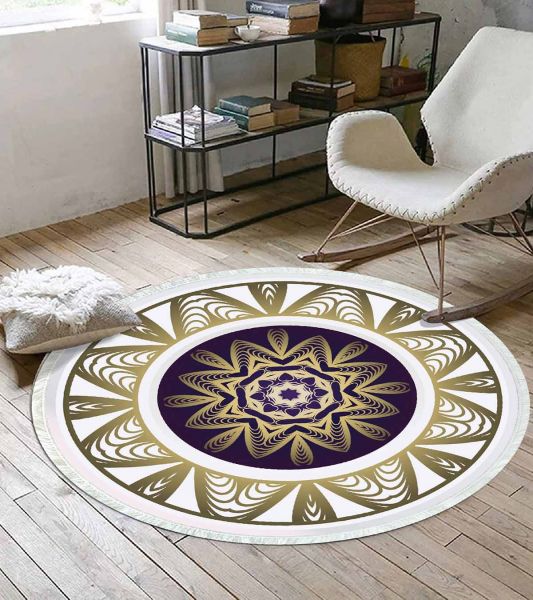 Birkilim Yuvarlak Yıkanabilir Dekoratif Halı İpeksi Kaymaz Taban | MLN-IP-YU-SD-263