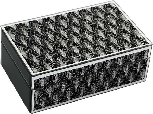Dekonaz Dekoratif Modern Takı Kutusu Kristal Tozlu Palmiye Motif | Siyah