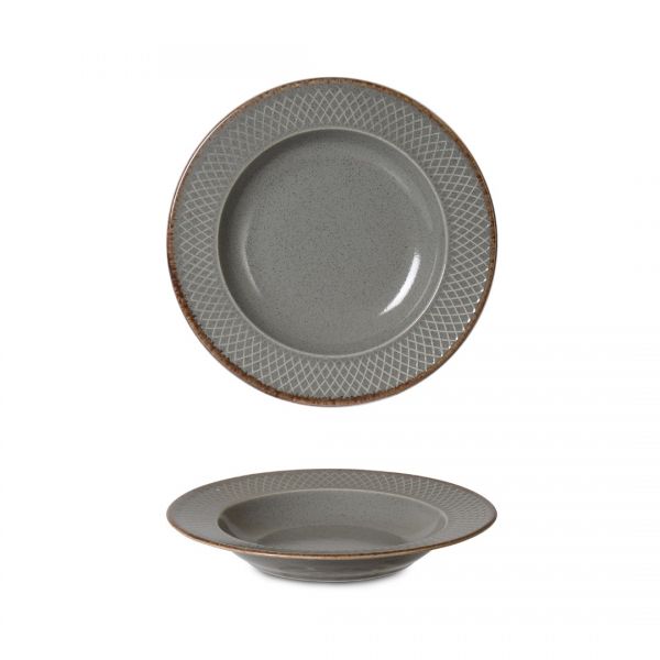 06281 ASSIETTE OSLO CUKUR 21cm GRIS GM | IPEK-IPF114