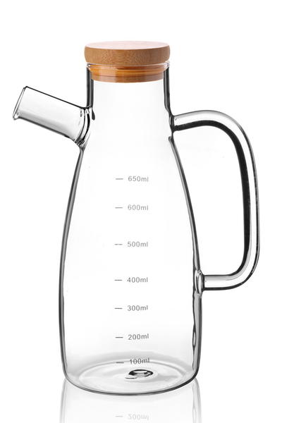 650ml Borasilikatglas Ölbehälter-Krug mit Bambusdeckel