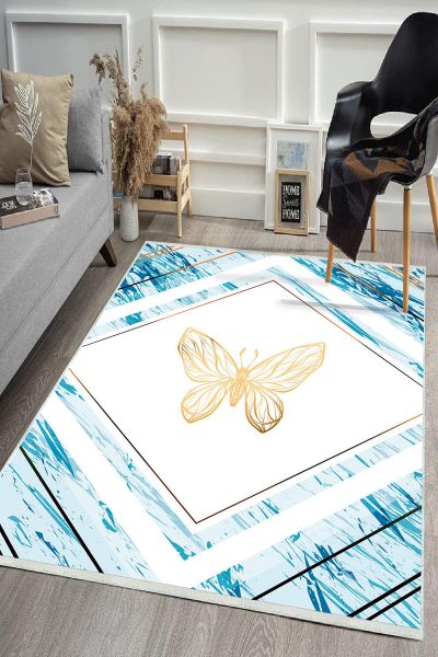 Birkilim Yıkanabilir Dekoratif Halı İpeksi Kaymaz Taban | MLN-IP-HS-413