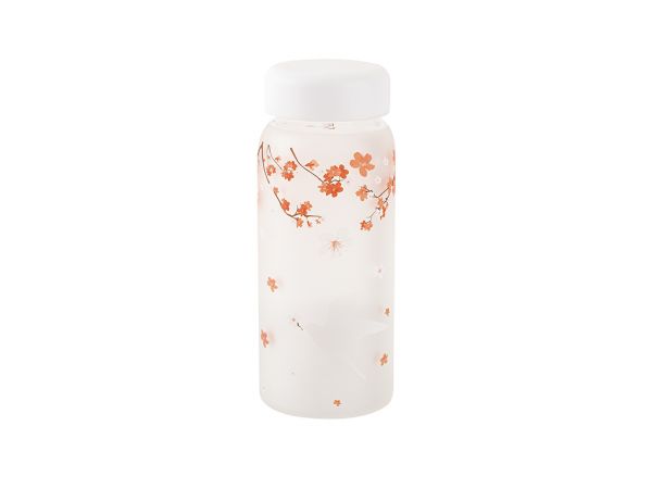012-01-sakura patterned frosted glass borosilicate bottle 280ml