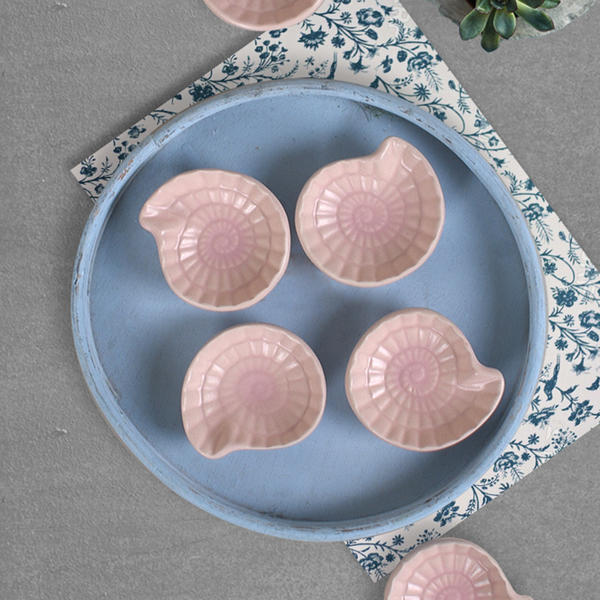 Matte Stone Pink Mini Snail Snack / Sauce 8 Cm 6 Pieces | Keramika