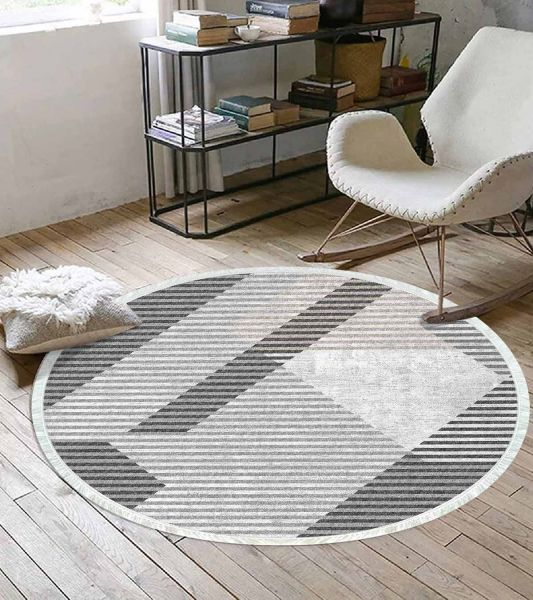 Birkilim Yuvarlak Yıkanabilir Dekoratif Halı İpeksi Kaymaz Taban | MLN-IP-YU-HT-159
