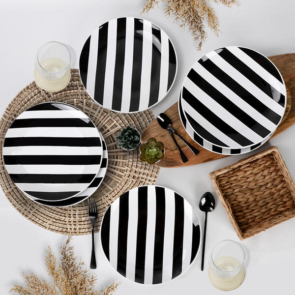 Simetri Black Service Plate 27 Cm 6 Pieces | Keramika