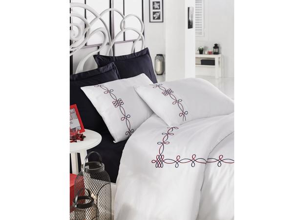 Dantela Viola Nakışlı Pamuk Saten Nevresim Takımı | Dantela