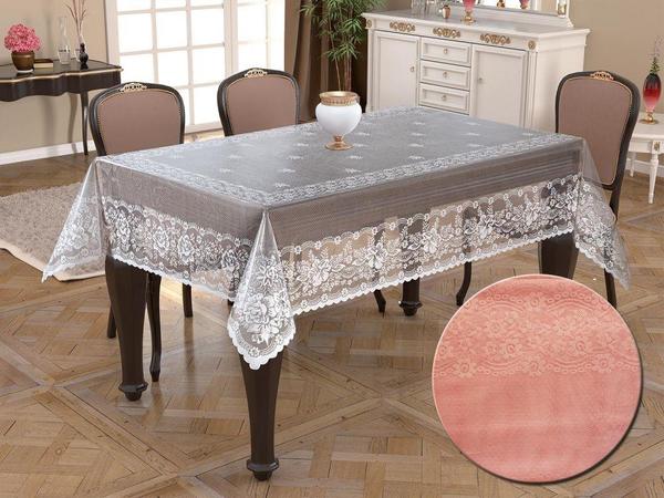 Knitted Panel Pattern Round Table Cloth Delicate Powder