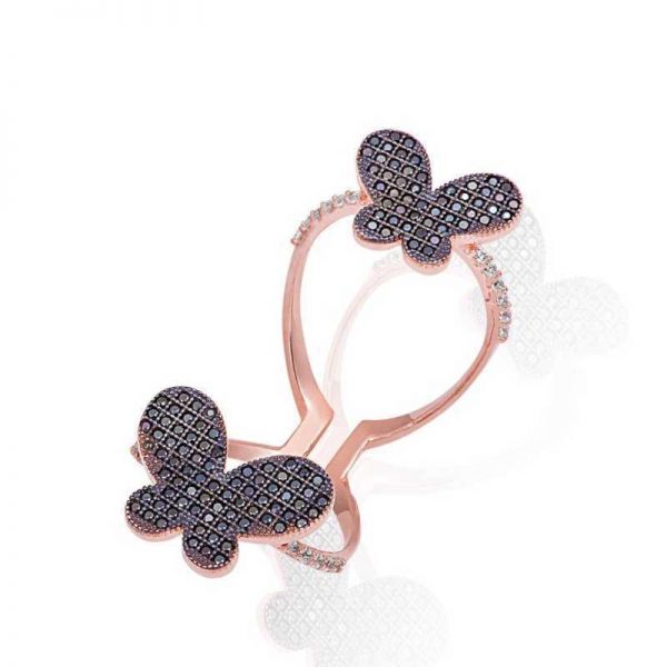 Gümüş İki Kelebek Bayan Yüzük