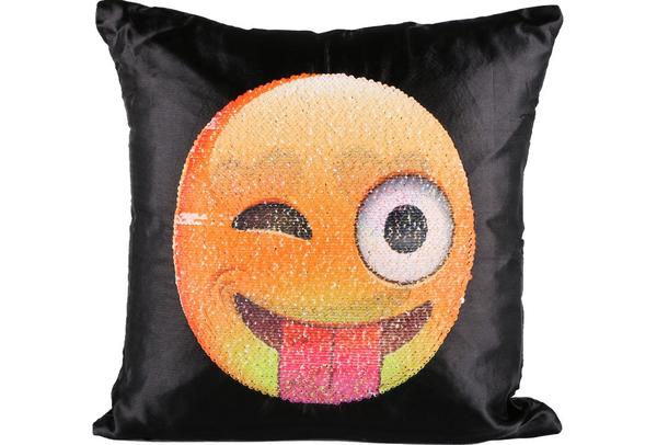 Dekonaz Dekoratif Pullu Yastık 40x40cm | Gülümseyen Emoji | MTL-0011