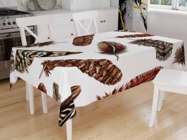 Dowry Digital Printing Feather Table Cloth White