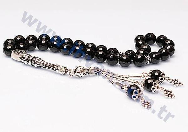 Onyx Stein Rosenkranz (925 AYAR SILBER)