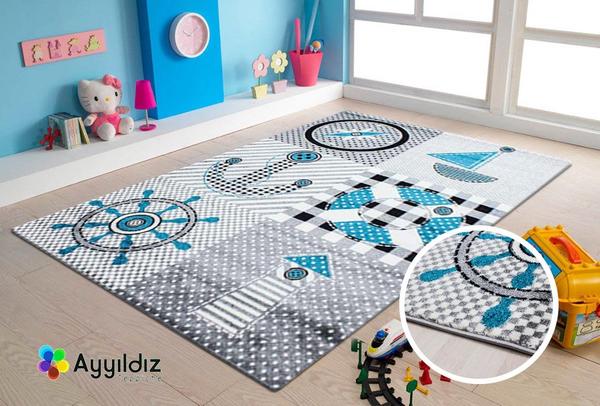 Ayyıldız Kids Marine Çocuk Halısı 100% PP Frise 11mm 2500 gr | Gri | 510Grey