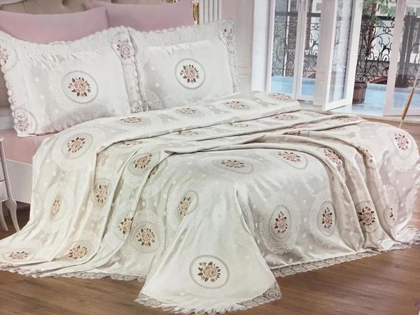 Danteel Home Pike Takımı Çift Kişilik 240x250 Nakışlı ve Nakışsız Yastık Kılıfı Pudra