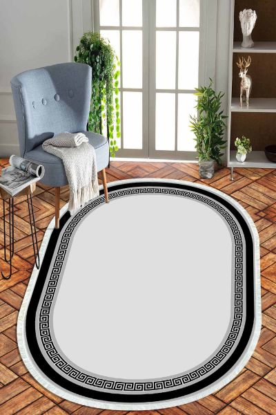 Birkilim Oval Yıkanabilir İpeksi Kaymaz Taban Dekoratif Halı | MLN-IP-O-HT-857