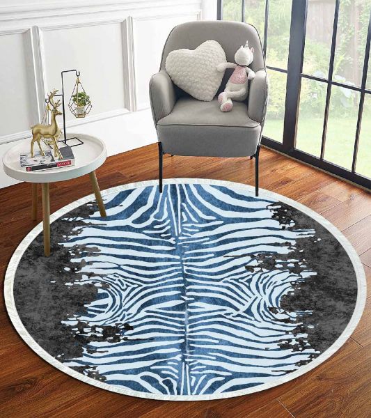 Birkilim Yuvarlak Yıkanabilir Dekoratif Halı İpeksi Kaymaz Taban | MLN-IP-YU-HT-1118