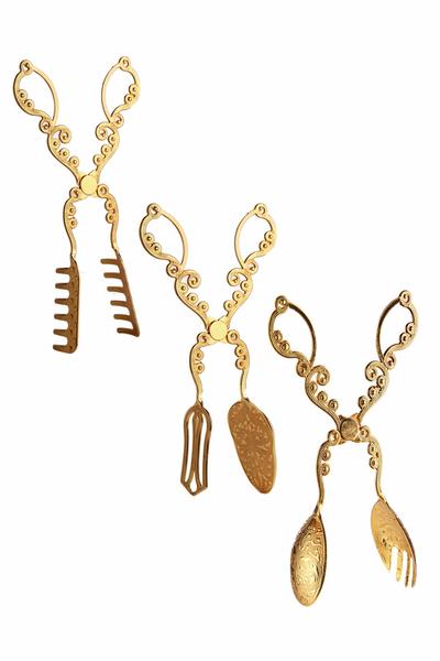 Queen's Kitchen | Lüx 3 Parça Altın Zamak Servis Seti