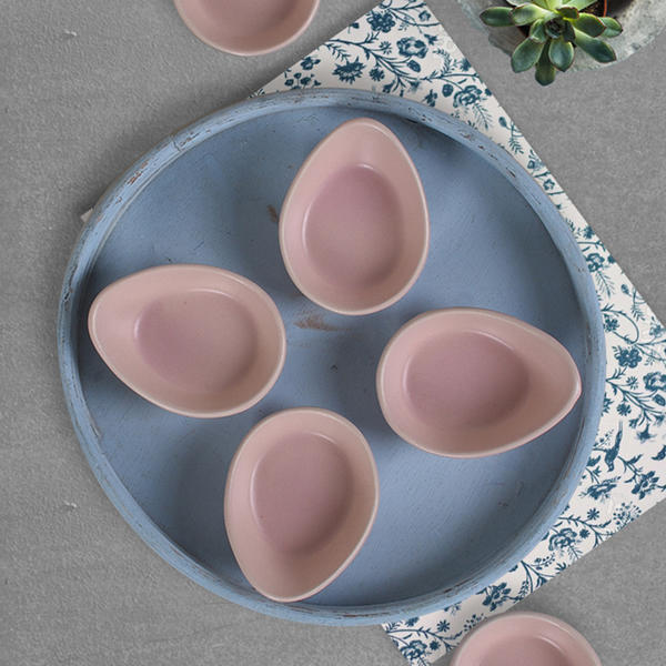 Matte Stone Pink Mini Gondola Snack / Sauce 8 Cm 6 Pieces | Keramika