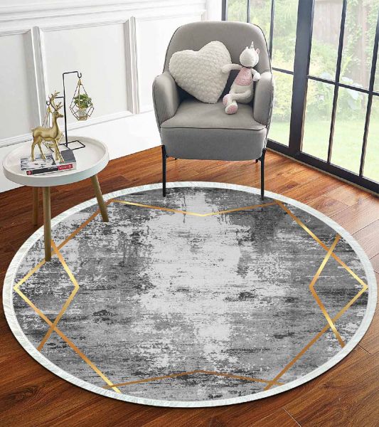 Birkilim Yuvarlak Yıkanabilir Dekoratif Halı İpeksi Kaymaz Taban | MLN-IP-YU-HT-694