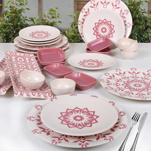 İknat Pembe Kahvaltı Takımı 26 Parça 6 Kişilik | Keramika