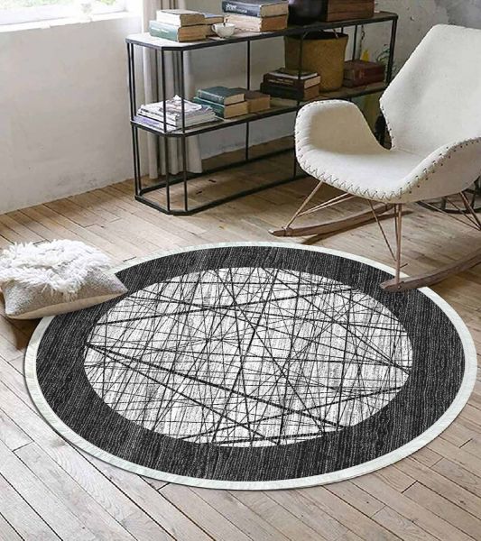 Birkilim Yuvarlak Yıkanabilir Dekoratif Halı İpeksi Kaymaz Taban | MLN-IP-YU-HS-532