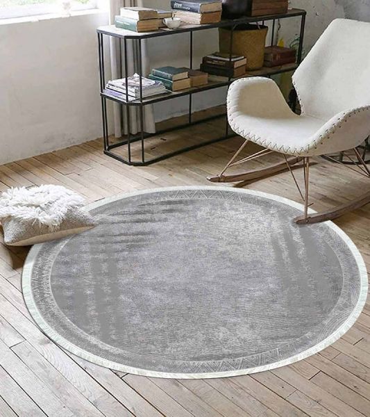 Birkilim Yuvarlak Yıkanabilir Dekoratif Halı İpeksi Kaymaz Taban | MLN-IP-YU-SD-233