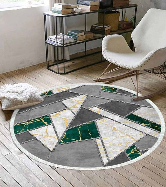 Birkilim Yuvarlak Yıkanabilir Dekoratif Halı İpeksi Kaymaz Taban | MLN-IP-YU-HT-167