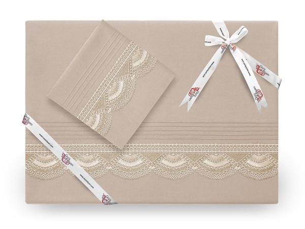 Ensemble de housse de couette en dentelle à l'aiguille côtelée Kula Cappucino