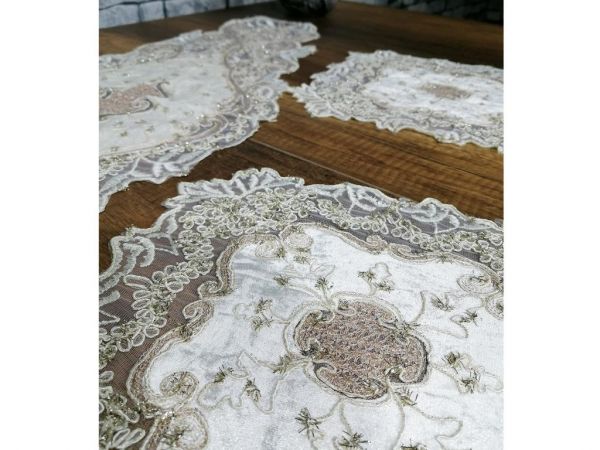 Pamira Nakışlı Yatak Odası Ve Salon Takımı Krem Pudra