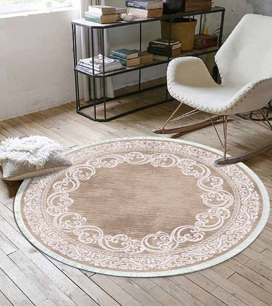 Birkilim Yuvarlak Yıkanabilir Dekoratif Halı İpeksi Kaymaz Taban | MLN-IP-YU-HK-104